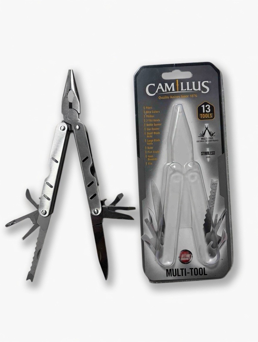 Camillus 13-in-1 MultiTool Stainless Pliers Knife Open Box Factory Shiny New