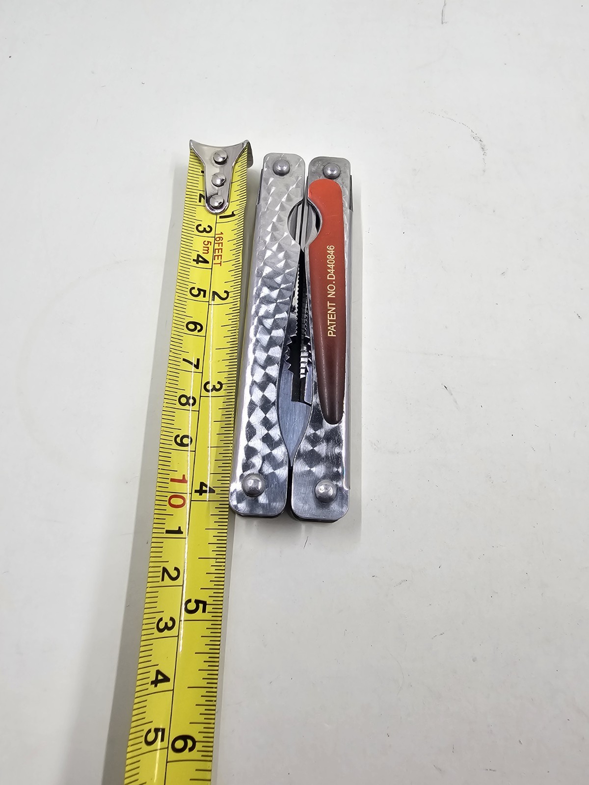 Sheffield No 1200E Stainless Steel Multi Tool Pliers Saw Knife Red Handle 4in