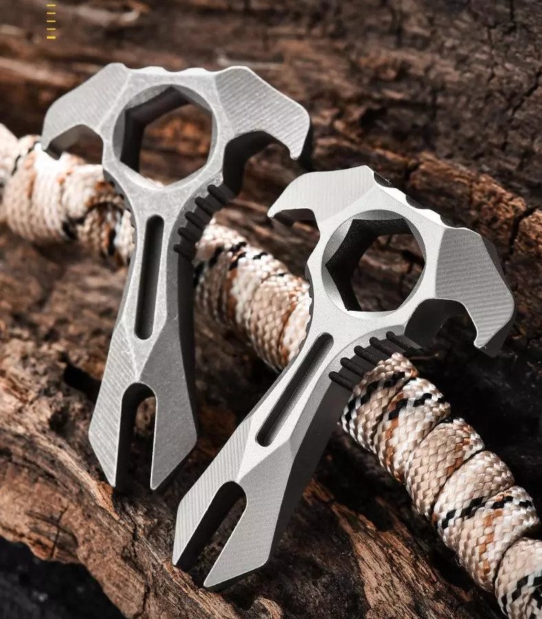 Titanium Alloy Pry Bar Crowbar Wrench Can Opener EDC Outdoor Portable Multi Tool