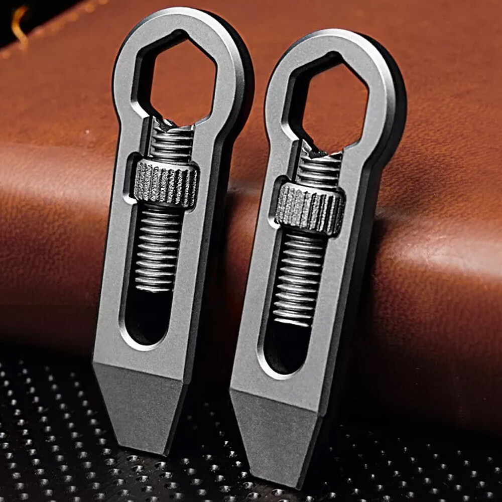 Titanium Alloy Multi Tools Adjustable Wrench Pocket Pry Bar Crowbar Keychain