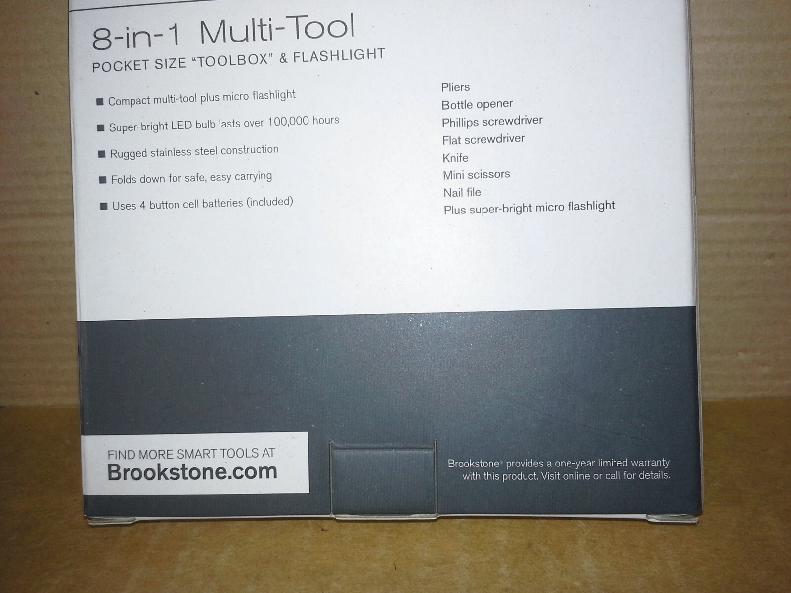 Brookstone 725704 Blue 8-in-1 multi-tool pocket size toolbox. Working. VGC