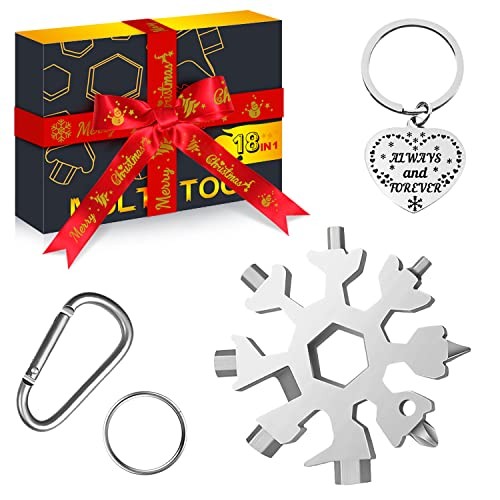 Stocking Stuffers for Men Dad Gifts, 18 in 1 Snowflake Multitool, Silver