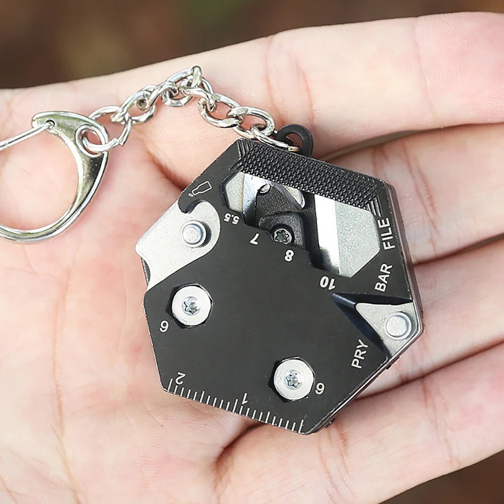Keychain Screwdriver Multifunctional Hexagon Coin Outdoor EDC Tool Knife Pocket