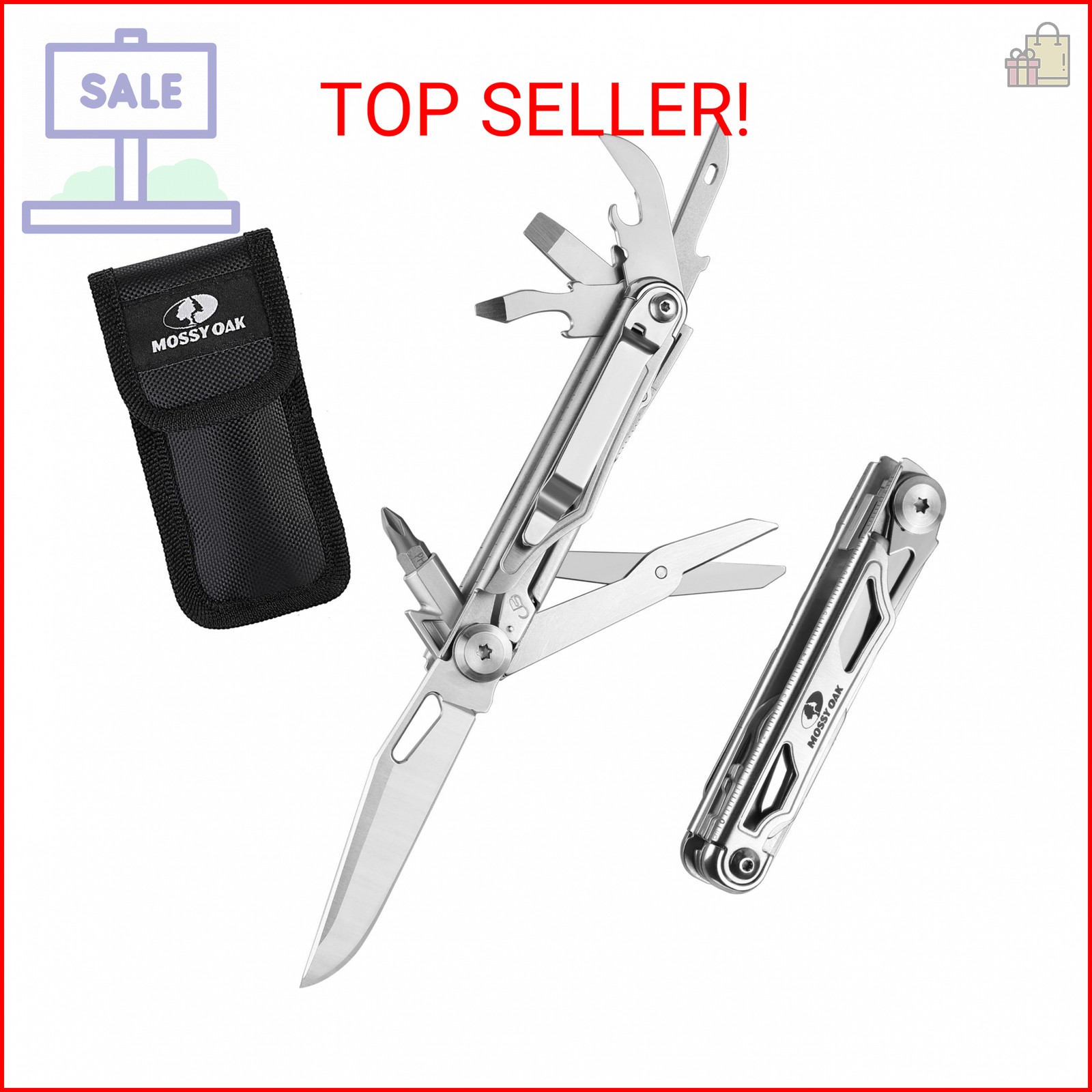 Mossy Oak 12-in-1 Multitool Pocket Knife with Pouch & Clip