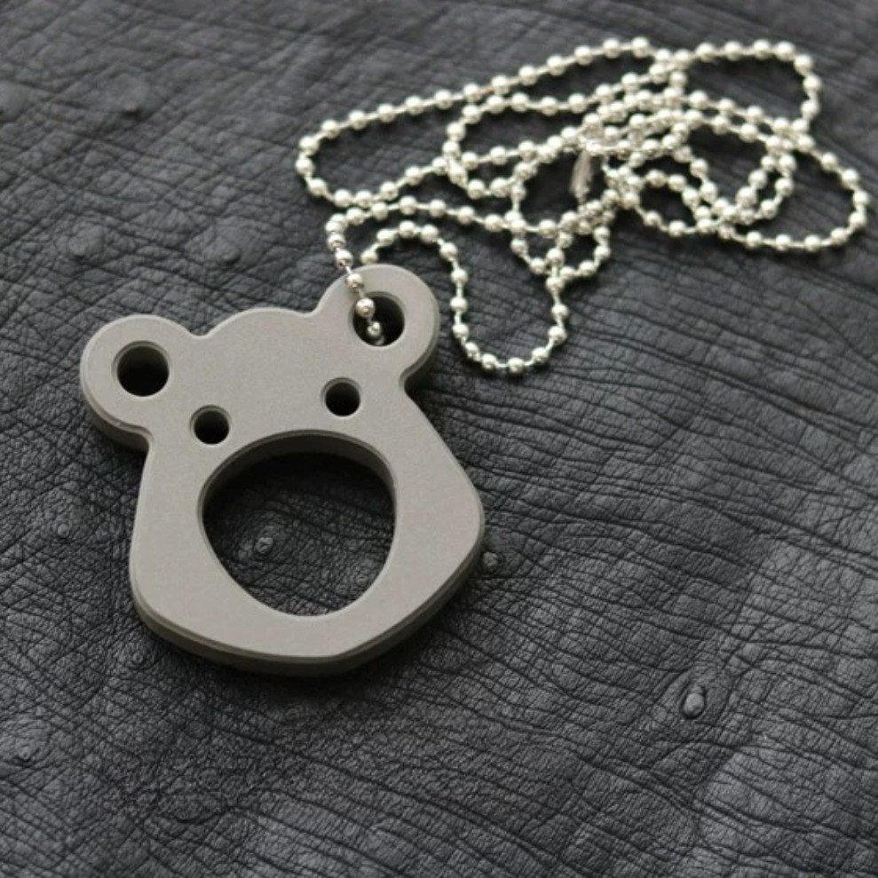 TC4 Titanium Alloy Bear Shaped EDC Necklace Pendant Multi Survival – 8mm