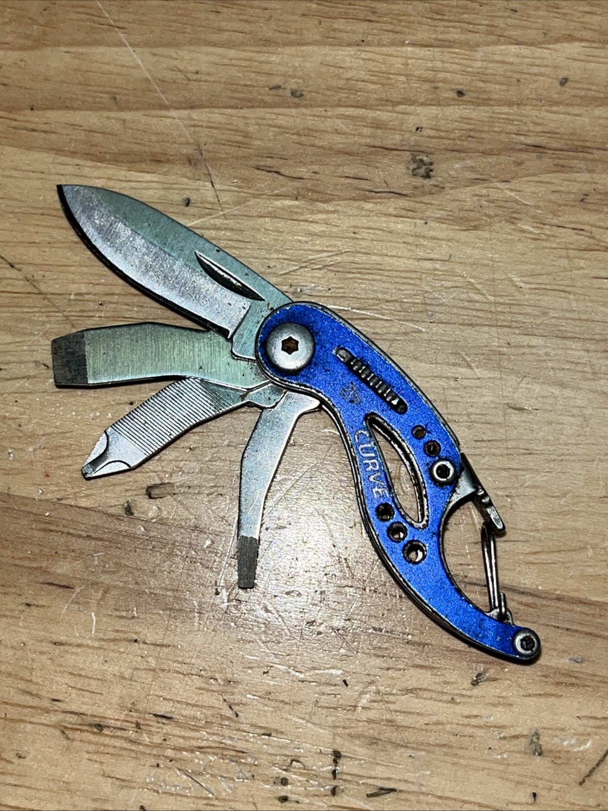 Gerber Curve Mini Multi-Tool, Blue/Silver, Knife Carabiner Bottle Opener