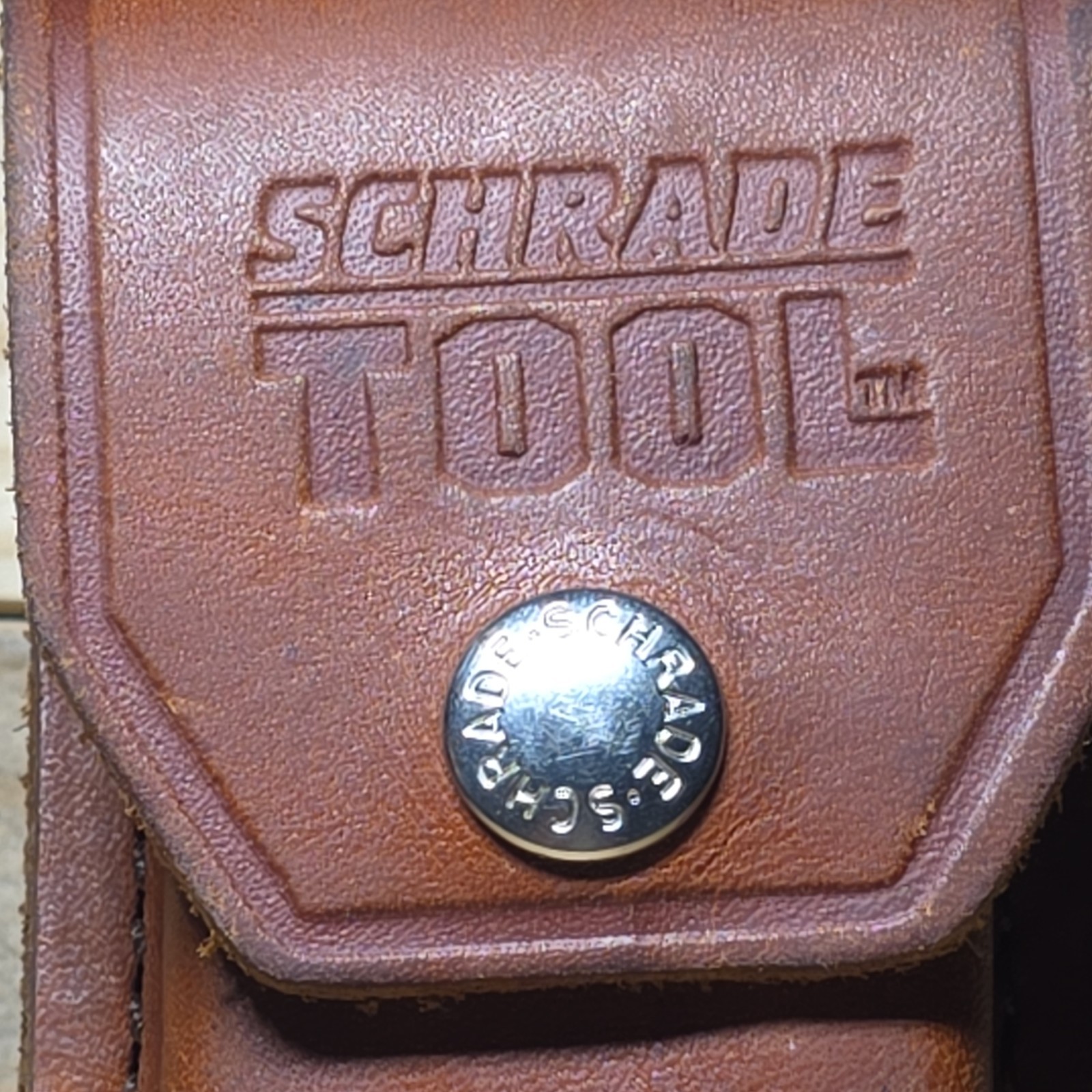 Vintage Schrade Brown Leather Belt Sheath Pouch w/ Snap Closure for Tool Carry