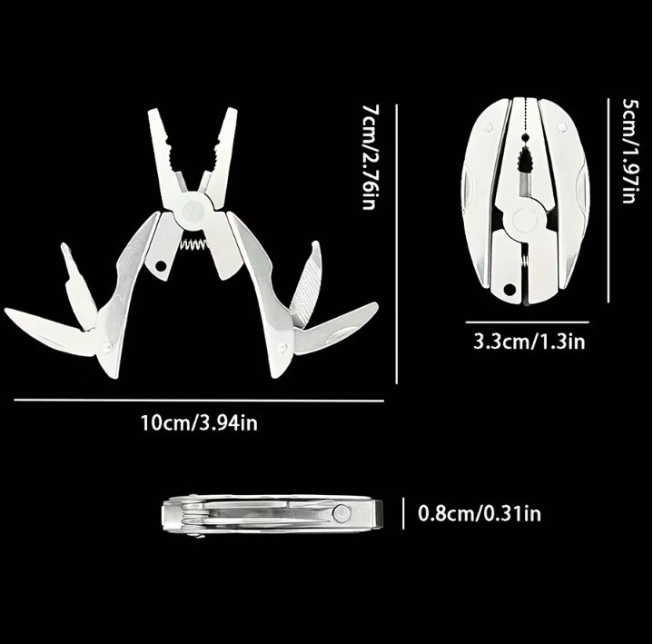 Stainless Steel Folding Multi-Tool Keychain Pliers Screwdriver EDC Camping Gear