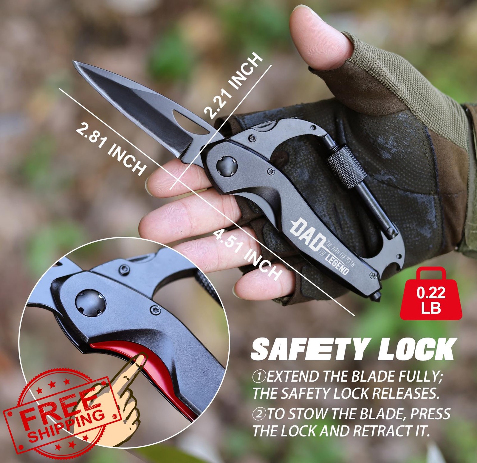 LAGERFEY Dad Gifts Multitool Engraved Black