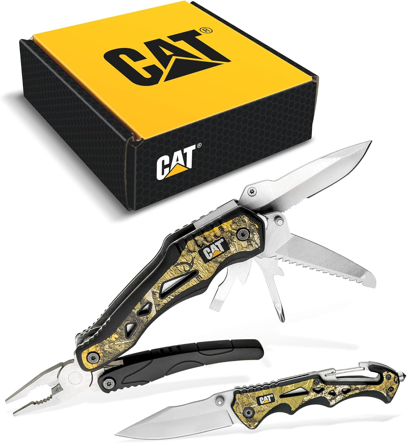 Cat 2 Piece Multi-Tool and Knife Gift Box Set with Real Tree Camo – 240358