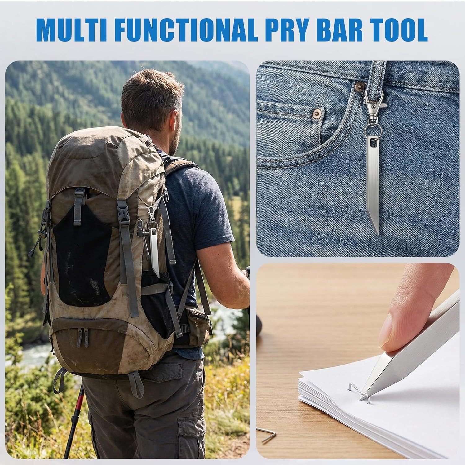 Stainless Steel Mini Pry Bars Keychain Multi Tool Keychain Accessories Set