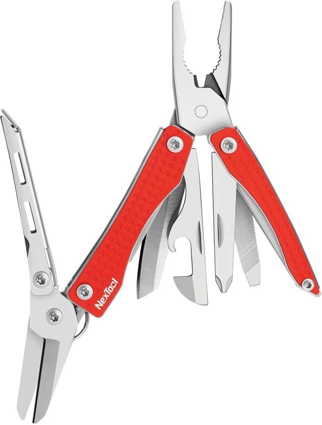 NexTool Mini Flagship Multitool Plier Scissors Openers File Flat Head Red Handle