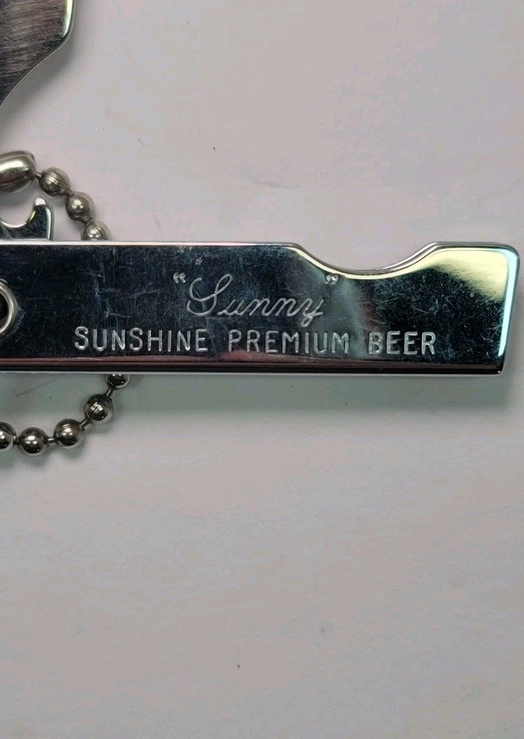 Vintage Multi Tool Keychain Pocket Knife USA Liter “Sunny” Sunshine Premium Beer