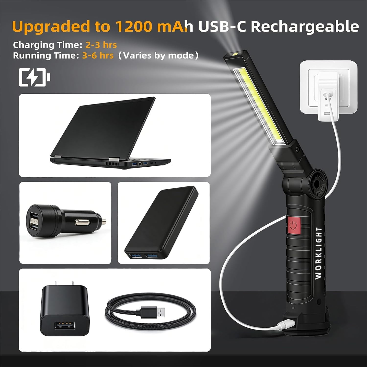 Tool Fathers Day Dad Gifts for Men Him Husband, LED Rechargeable Work Light for