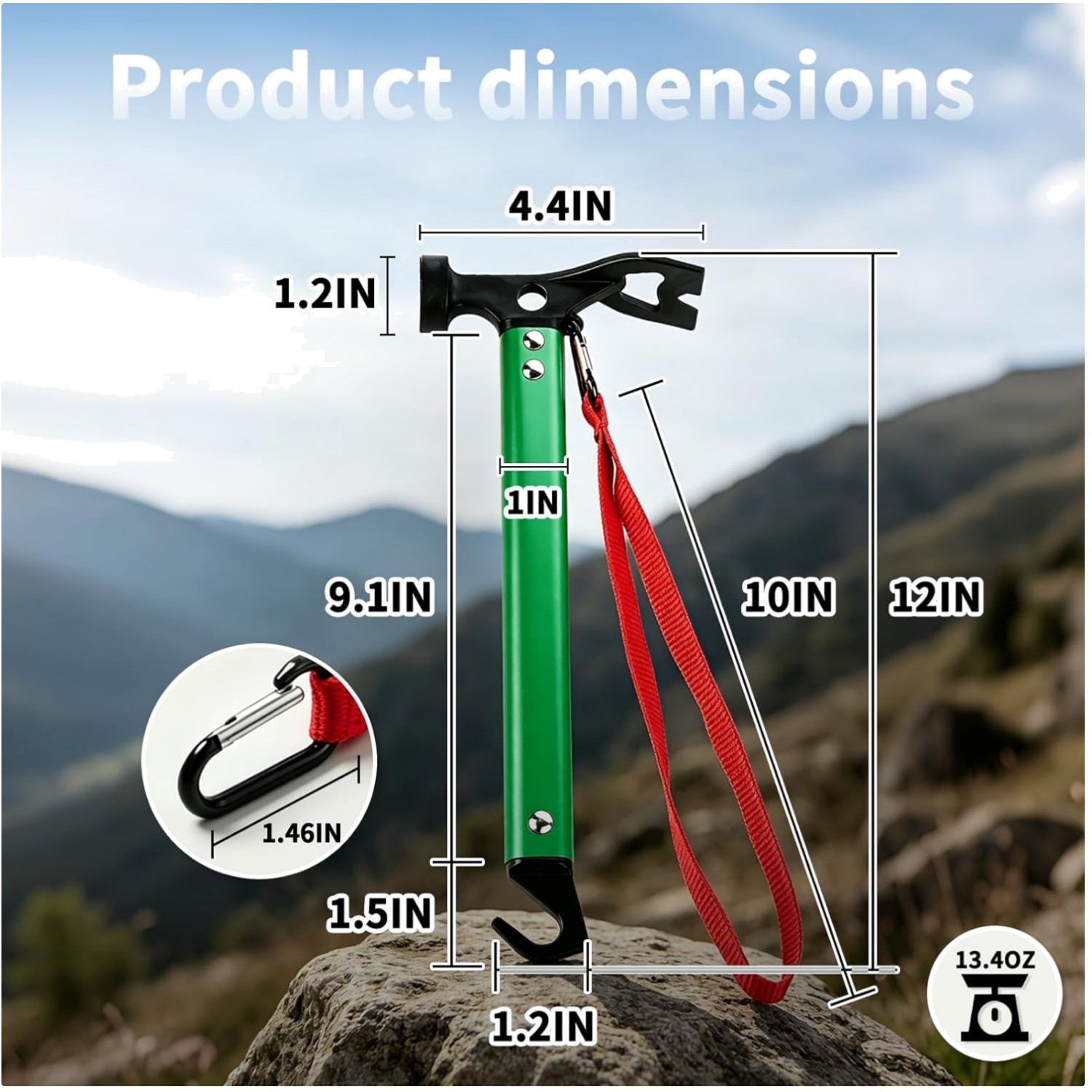 Lightweight 3-in-1 Camping Hammer, Green
