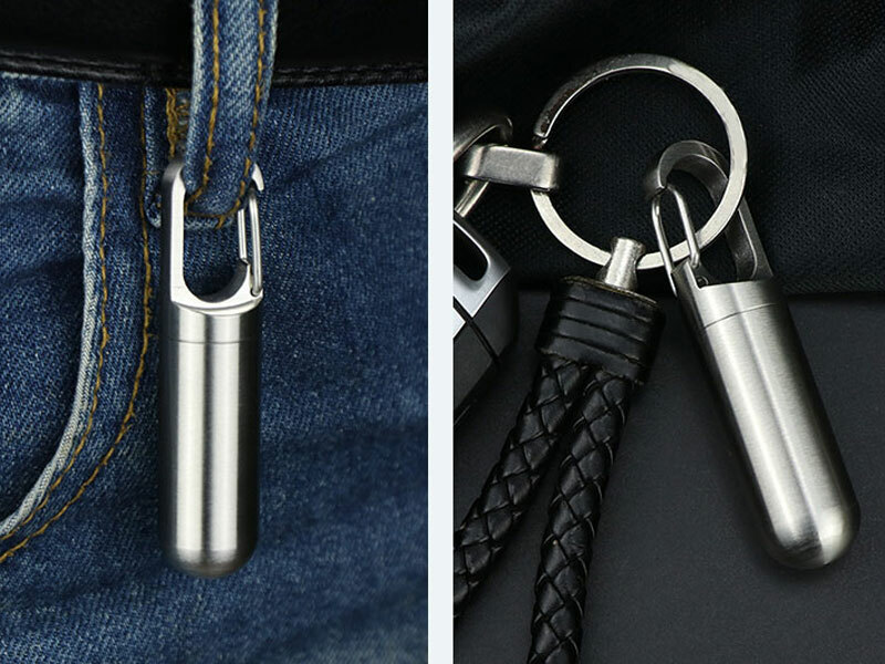 Outdoor Survival EDC Waterproof Pill Case Key Chain Capsule Seal Container Box