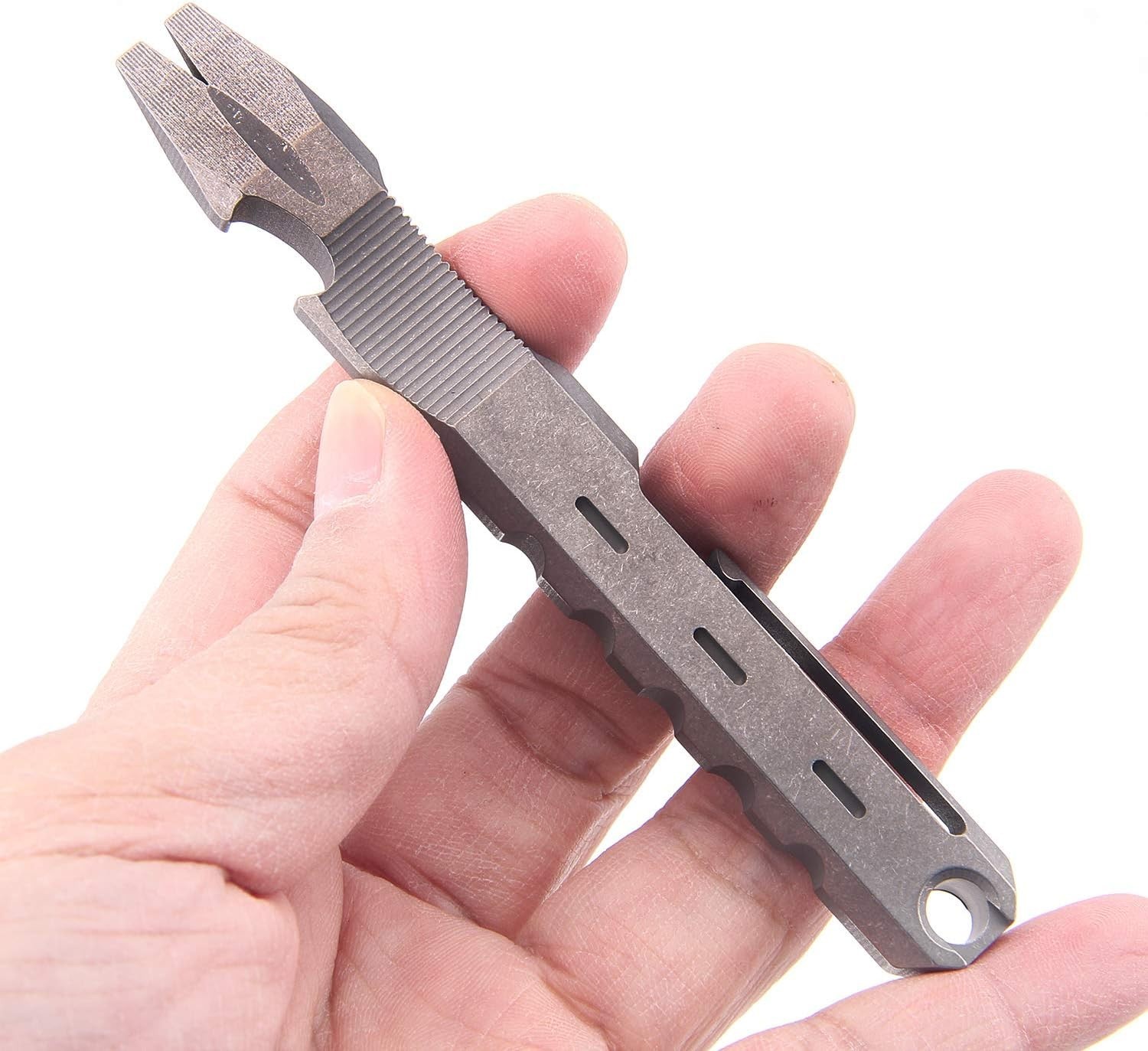 Titanium EDC Pry Bar with Nail Puller Bottle Opener Function with Pocket Clip