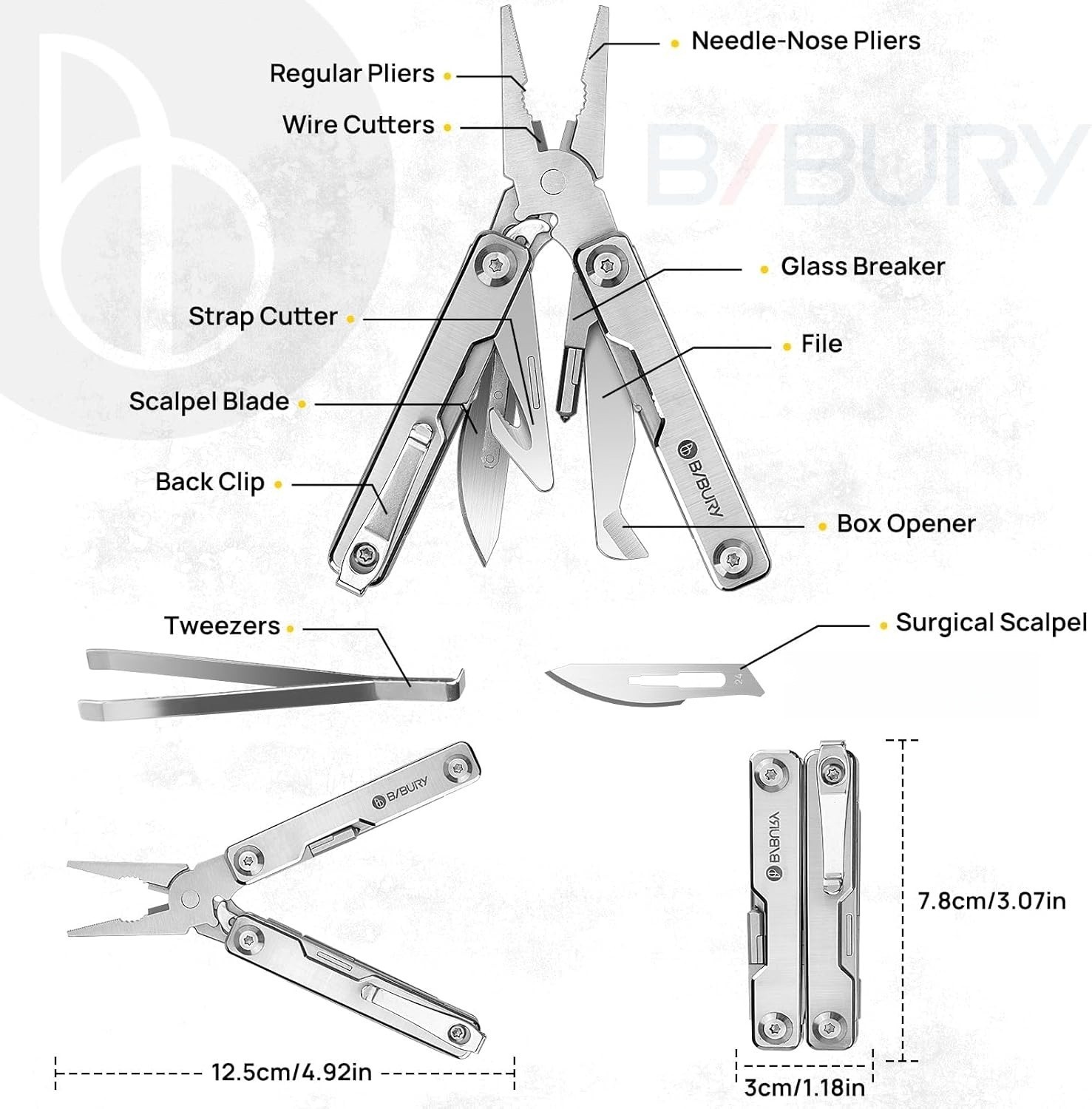 Multitool Pliers 15-in-1 Folding Pocket Knife Screwdriver EDC Multi Tool Giftmen