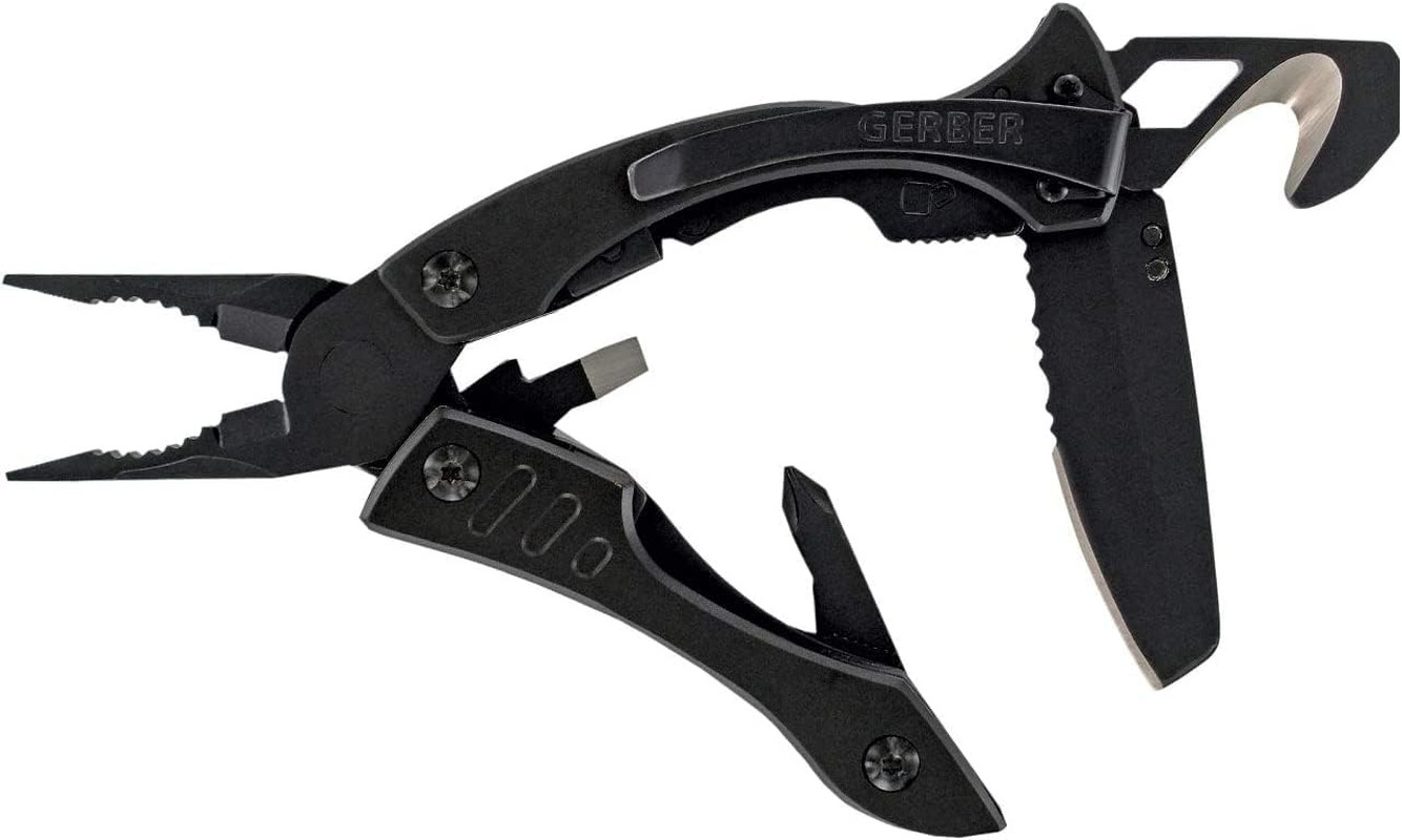 Gear Crucial EDC Multitool Pocket Knife with Clip and Strap Cutter for Camping a