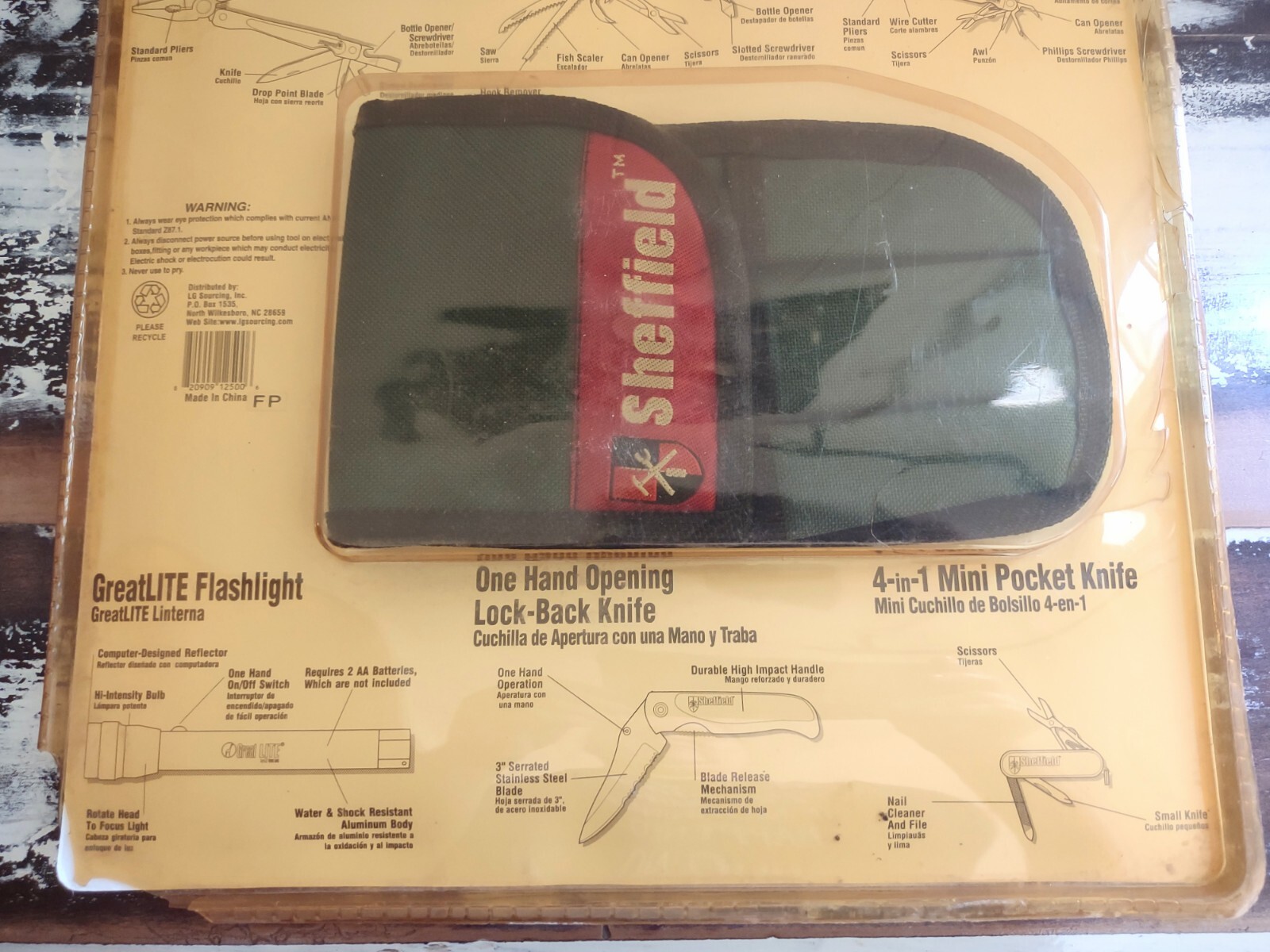 Vtg Sheffield #122703 6 Piece Multi Function Tool Kit Belt Pouch NOS Circa 1990s