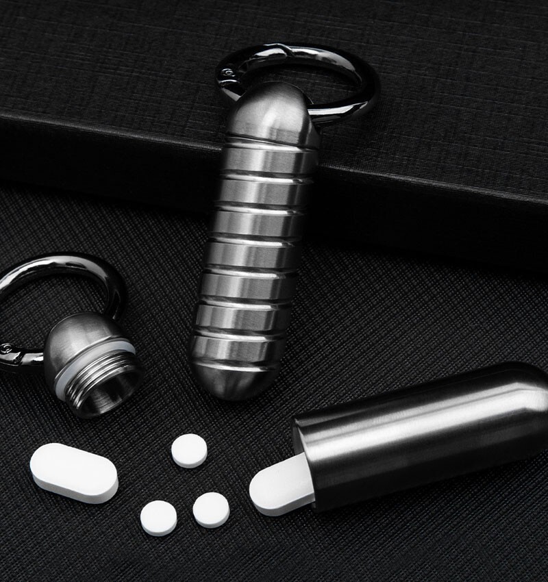 EDC Box Titanium Waterproof Box Sealed Container Outdoor Survival Tool with Ring