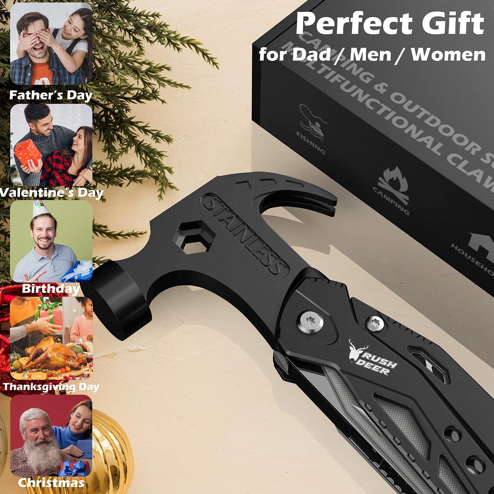 14-in-1 Multitool, Valentines Day Gifts for Men Dad Gifts, Mini Hammer Multit…