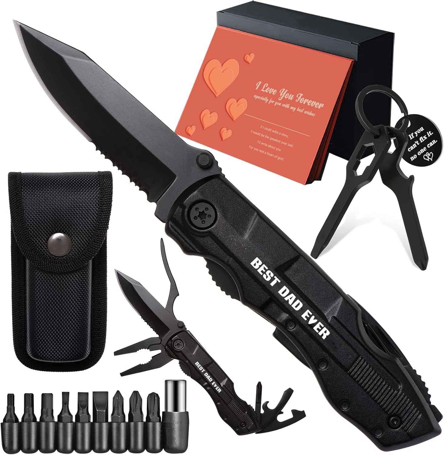 Gifts for Dad from Daughter Son, BEST DAD EVER Multitool Knife, Dad Gifts for Ch