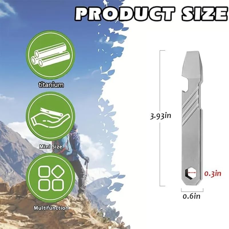 Titanium EDC Pry Bar Tool – 4” Pocket Prybar with Bottle Opener, Flathead Scr…