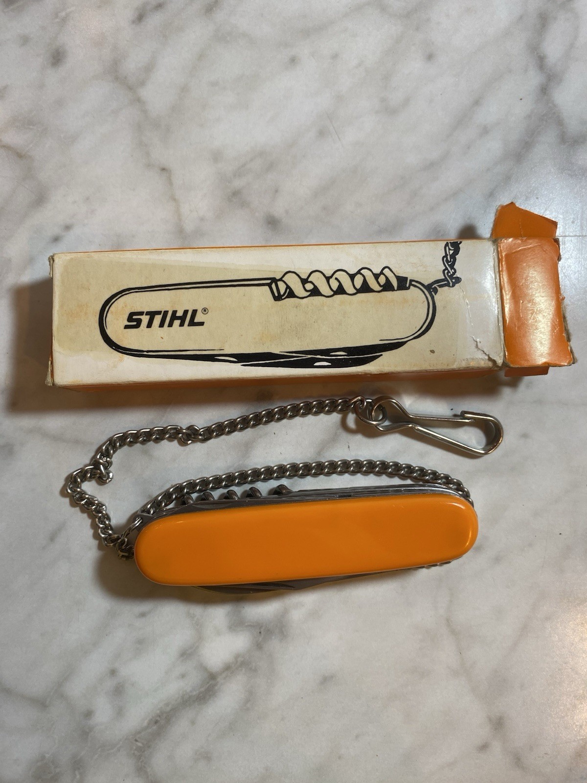 VTG 1986 STIHL 8 Part Multi-Tool Pocketknife Chain Included Solingen Germany