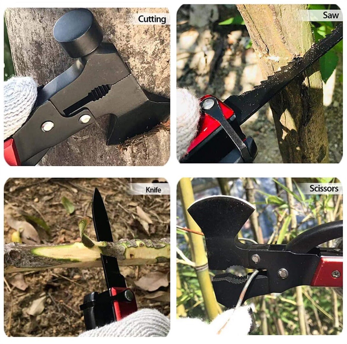 NEW Quntionst 16-In-1 Camping Emergency Survival Multitool + Sheath BLACK & RED