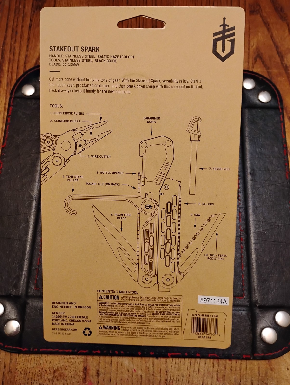 Gerber Stakeout Spark 10 Tools In 1 Pocket Clip Ferro Rod 4.6″ Closed 2.4″ Blade