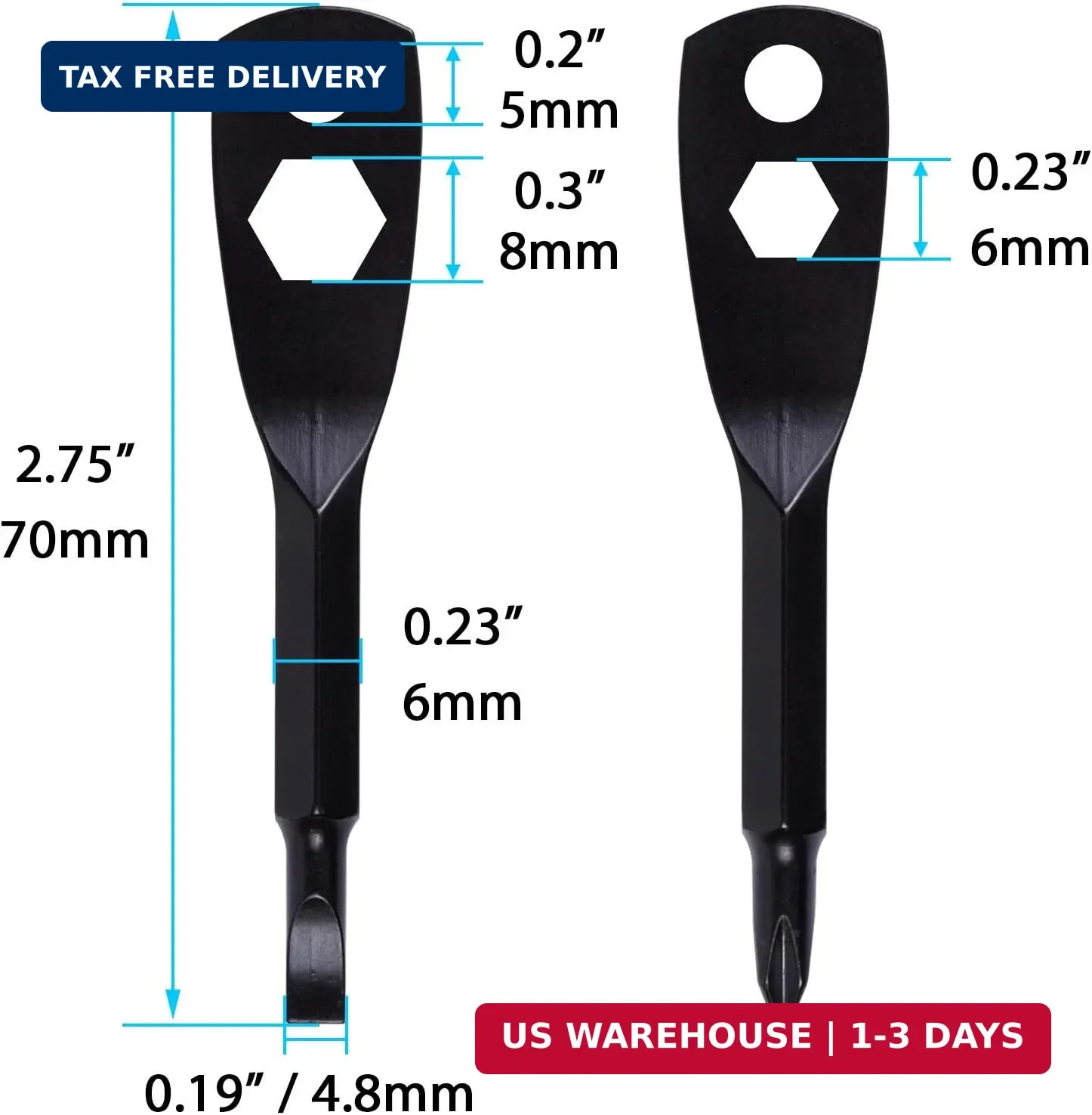 Portable Keychain Screwdriver, 4-in-1 Multifunction Repair Tool Pocket (Black)