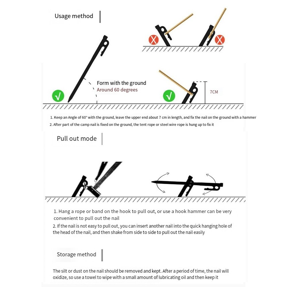30CM Ground Nails for Camping with Enhanced Hammering Top for Easy Setup