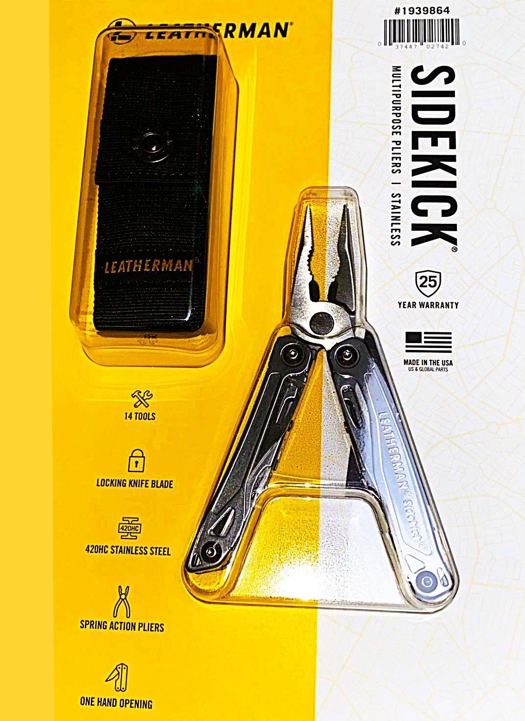 LEATHERMAN SIDEKICK – STAINLESS – MULTIPURPOSE PLIERS – 14 TOOLS – BrandNew 2025