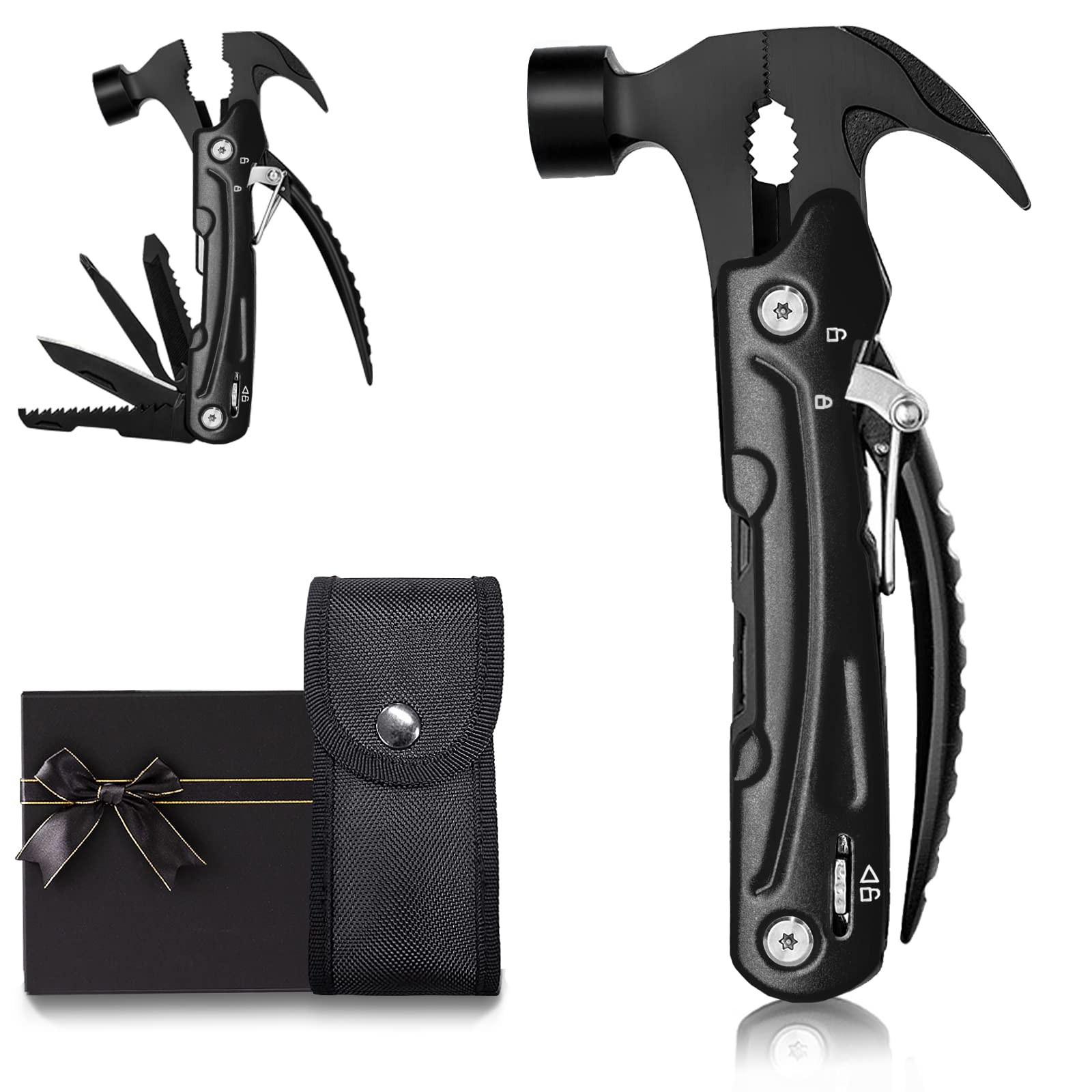 Black Hammer Multitool Gadget Gift For Men Husband Birthday Carrying Case