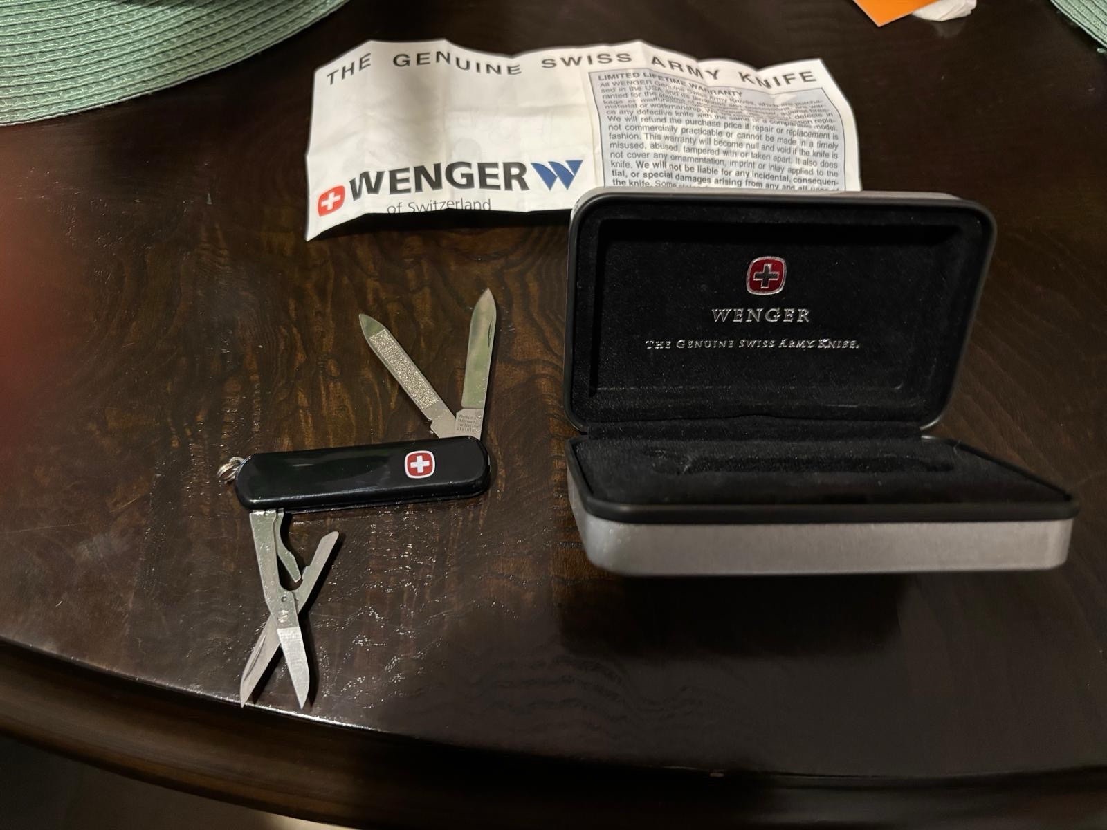 Wenger Swiss Army Knife Multi-Tool Black Straight Edge Knife Scissors File