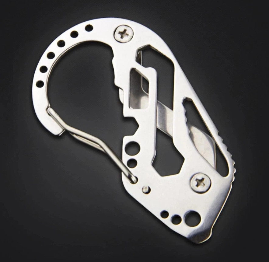 Stainless Multi Tool EDC Pocket Survival Carabiner Screwdriver Keychain Wrench**