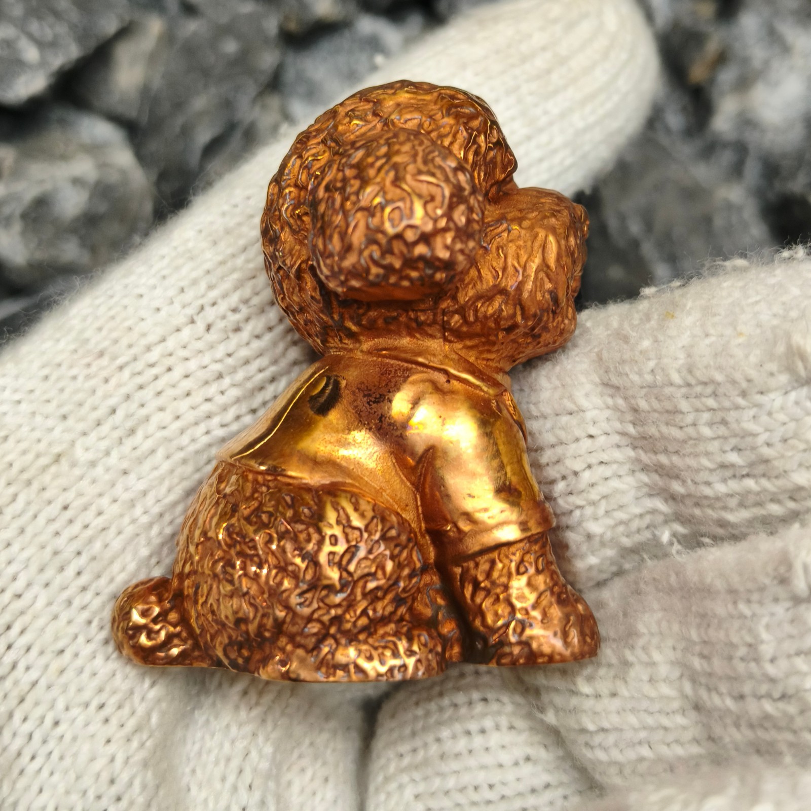 Pure copper sculpture Teddy Poodle ornament Artistic animal canine dog