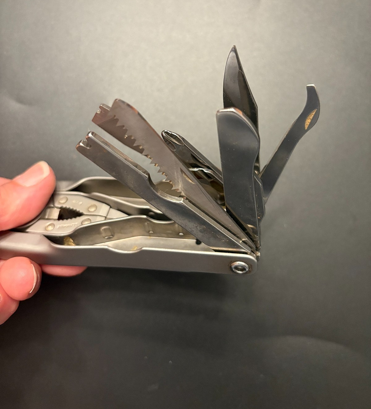 SCHRADE TOUGH Multi Tool with Original Brown Leather Case Made USA