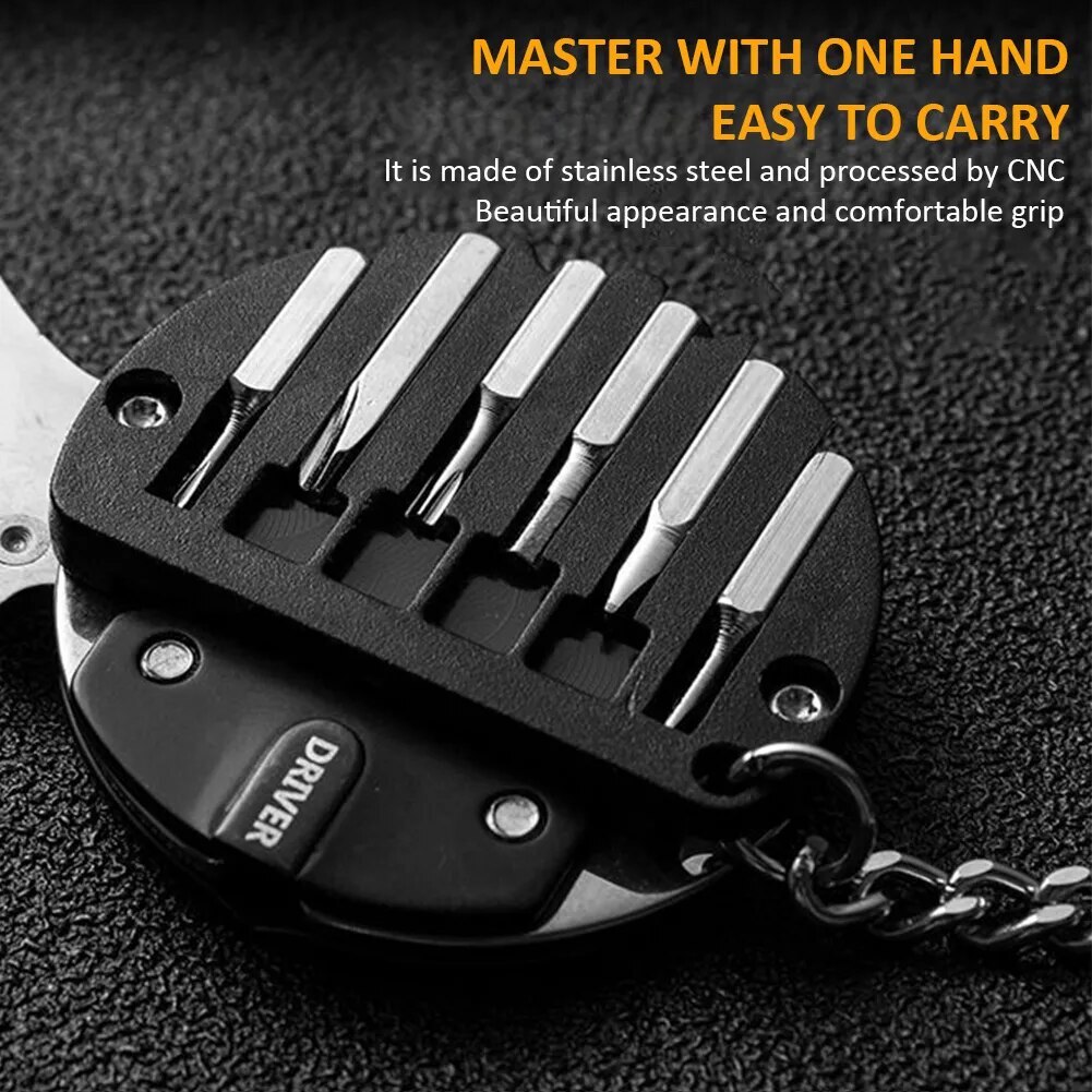 Multifunctional Keychain Screwdriver Hexagon Coin Outdoor EDC Tool Mini Keychain