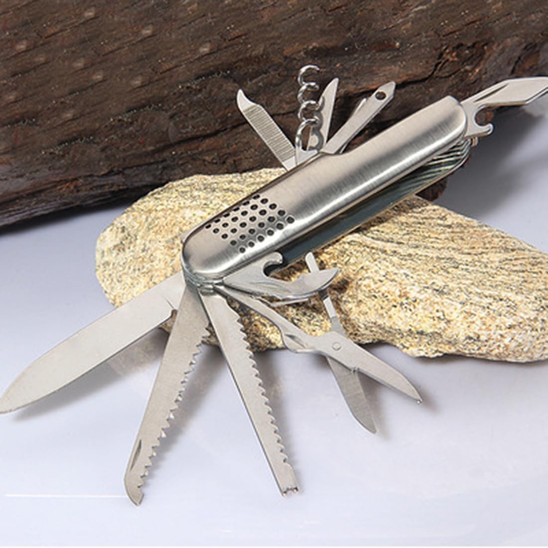 Multi-Function Knife with 11 Stainless Steel Tools for Hunting, Fishing, Camping and…
