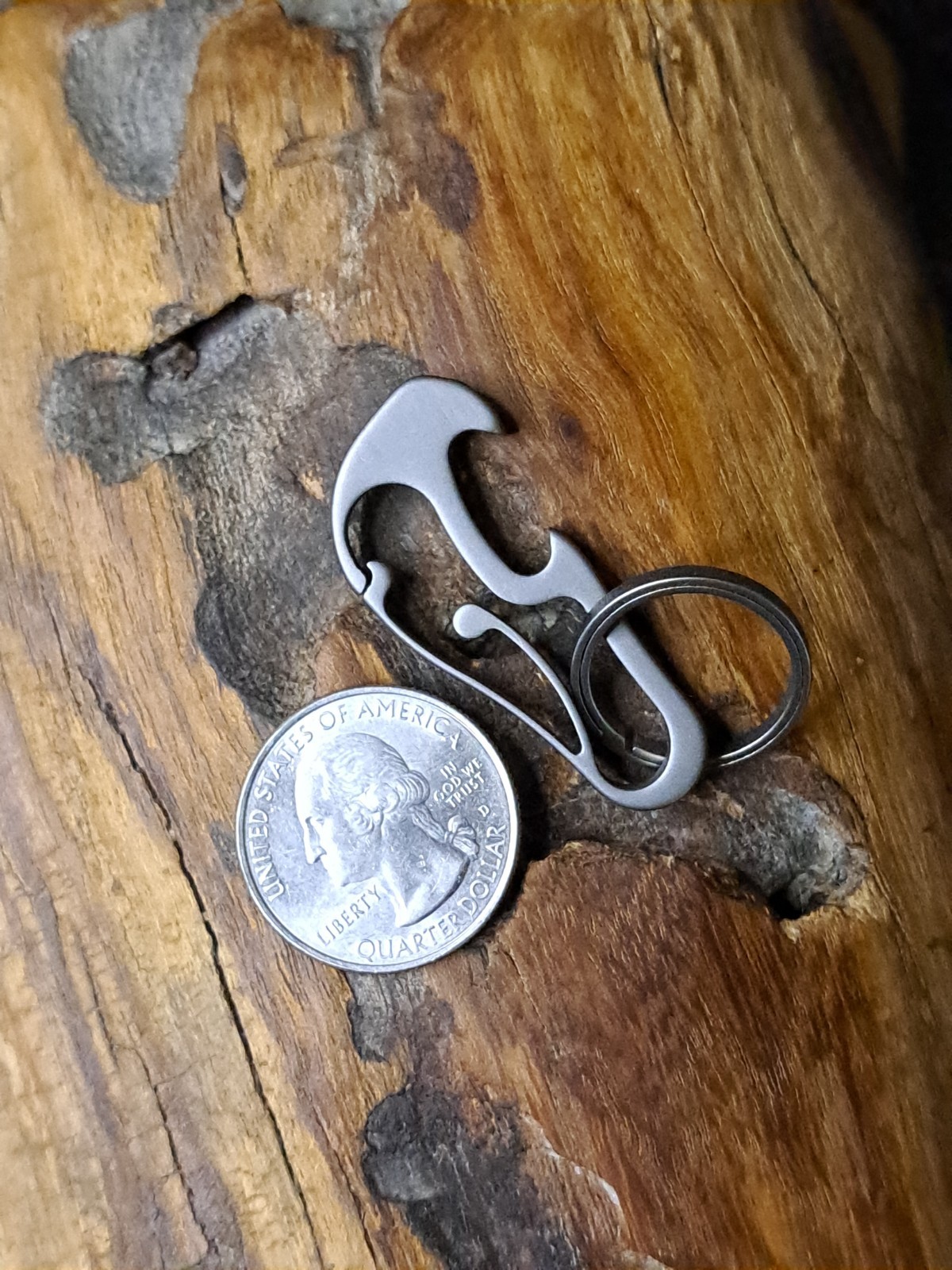 Pro Mini Minimalist Titanium Carabiner Keychain With 20mm Titanium Keyring