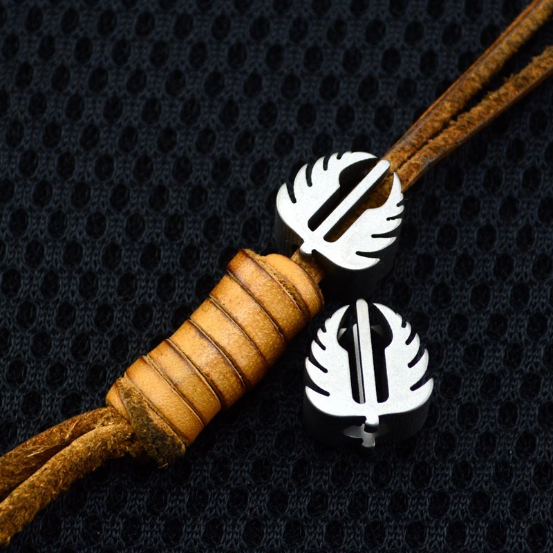 Wing Emblem Stainless Lanyard Bead for Knife EDC Zipper Pull Charm