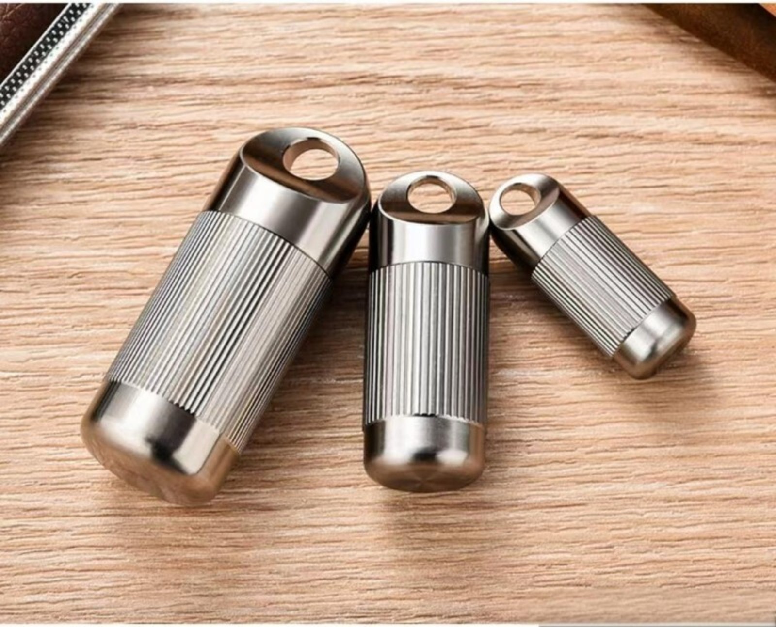 Titanium Pill Holder Case Organizer Container Waterproof Portable Keychain EDC