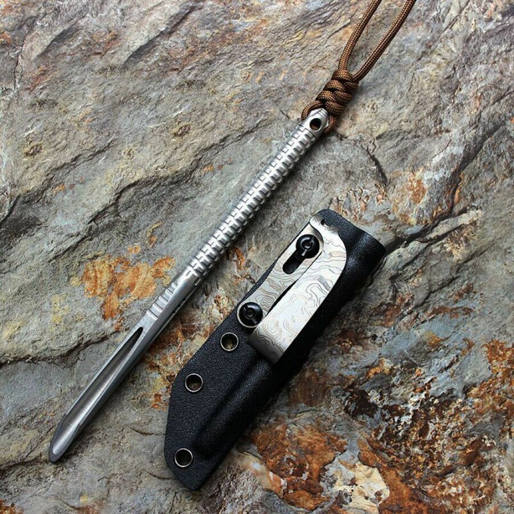 Solid Titanium Alloy Tea Knife EDC Tool K Sheath Crowbar Multi Tools