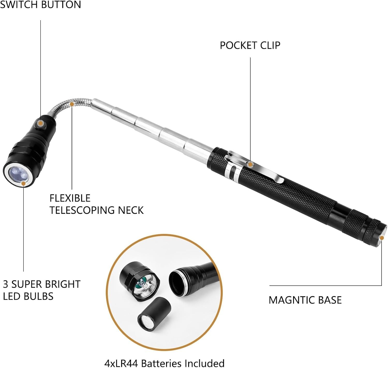 Compact Magnetic Pick-Up Tool with Adjustable Neck – Must-Have Gadget for Him