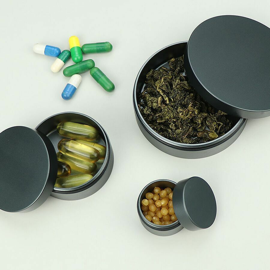 Round Aluminum Alloy Dust-proof Waterproof Metal Jewelry Storage EDC Outdoor Box