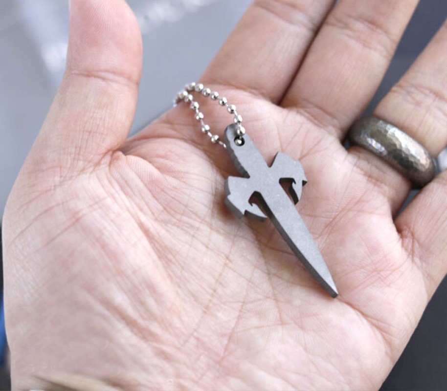 Fashion TC4 Titanium Alloy Microtech Dagger Keychain Necklace Pendant Bead Tool