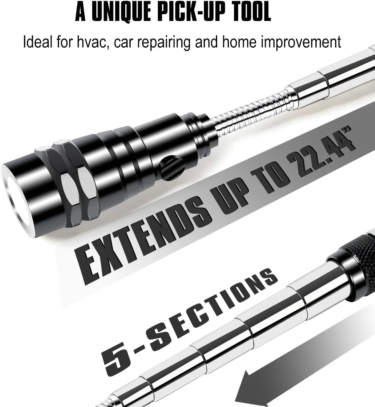 LED Magnetic Pickup Tool Gifts for Men,Telescoping Magnet Flashlight, Cool Gadge