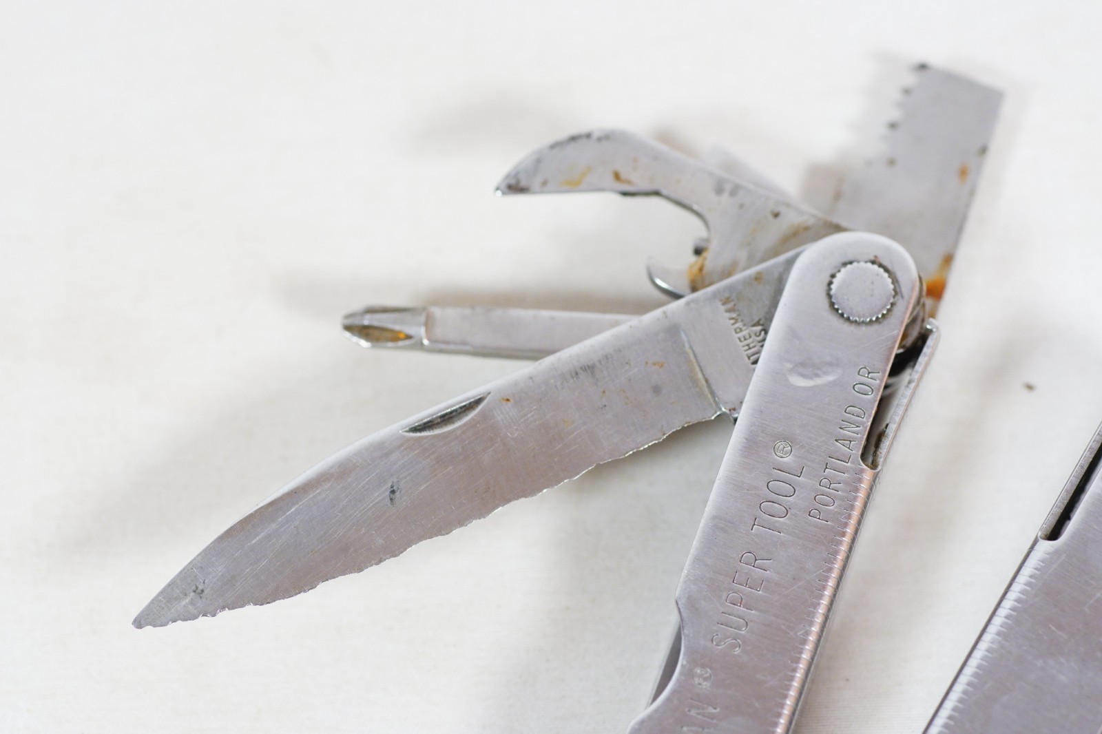 Vintage Leatherman Multi-Tool Pocket Knife Leather Sheath FOR PARTS REPAIR READ!